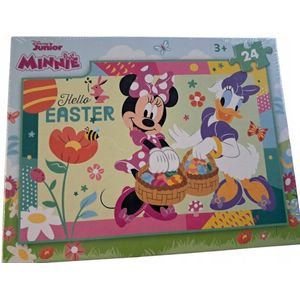 Disney Junior - Hello Easter - Paas Puzzel - 24 stukjes - 3+ jaar - 24x16cm - Puzzelen voor kinderen - Katrien Duck - Minnie Mouse