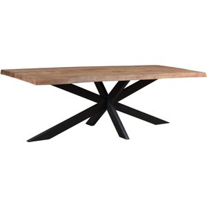 Omerta - Eettafel - rechthoekig - boomstam - 160cm - mango - naturel - stalen spiderpoot - zwart gecoat