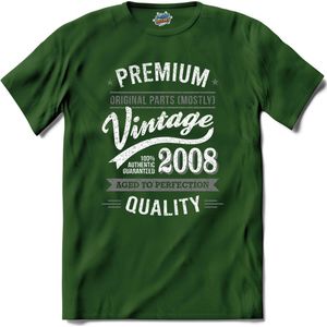 Vintage Legend Sinds 2008 - verjaardag en feest cadeau - Kado tip - T-Shirt - Unisex - Bottle Groen - Maat 3XL
