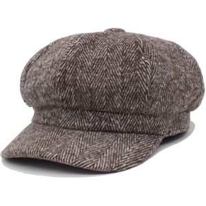 Baker Boy Cap - Bruin - Katoen - one size - Vintage style - warm - muts - hoed - baret - ballonpet - winterpet - Peaky Blinders style - hoofddeksel