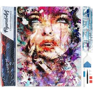 Figured'Art Diamond Painting set Volwassenen 40x50 cm Gezicht van damesdesign - 5D DIY Art full drill vierkante diamant - Opgerold canvas