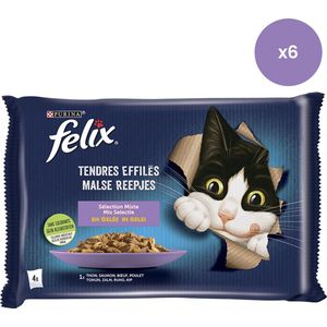 Felix Malse Reepjes - kattenvoer - selectie in gelei - vlees en vis - 340g x 6