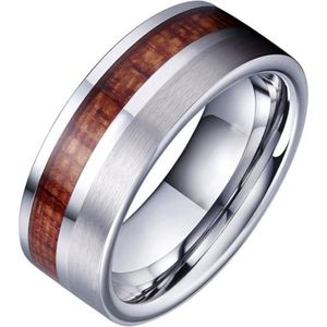 Tom Jaxon heren ring Wolfraam Zilverkleurig Palissander Inlay-20mm