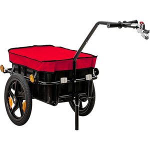 CRLYN® Fietskar Bagage - Fietsaanhanger - Aanhangwagen Fiets - 68L - Rood