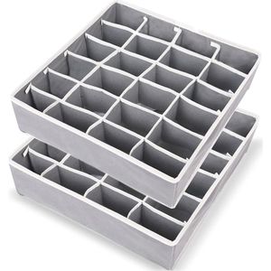 Lade Organisatoren, 2 Pack 24 Cellen Opvouwbare Kast Organizer Ondergoed Opbergdozen, Antibacteriële Stofdichte Geurloze Draw Organizer Opvouwbare Ondergoed Sokken Tie Organizer