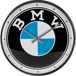 51097 Retro wandklok BMW – logo – cadeau-idee voor auto-accessoires fans, grote keukenklok, vintage design voor decoratie, 31 cm