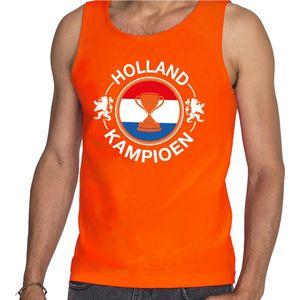 Oranje fan tanktop voor heren - Holland kampioen met beker - Nederland supporter - EK/ WK kleding / outfit L