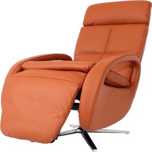 Relaxfauteuil MCW-L11, design TV-fauteuil TV-fauteuil, relaxfunctie draaibaar, volledig leer ~ terracotta-bruin
