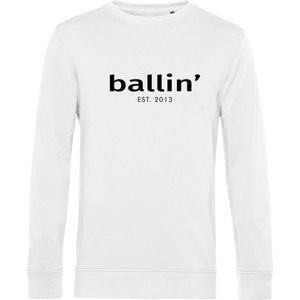 Heren Sweaters met Ballin Est. 2013 Basic Sweater Print - Wit - Maat XS