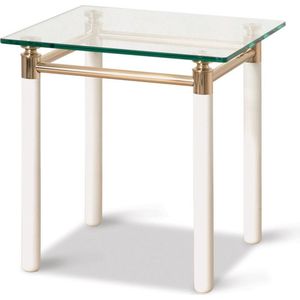 HakuShop Bijzettafel - Goud & Wit - Metaal & Veiligheidsglas - Goud verguld - 42x42x44cm