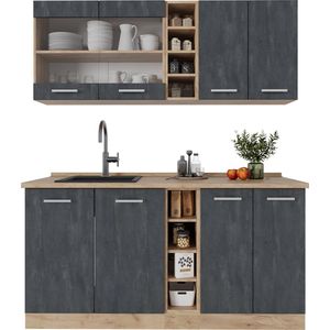 Vicco R-Line Eenpersoonskeuken – 160 cm WB Eik Zwart beton/goud eiken WB Eik