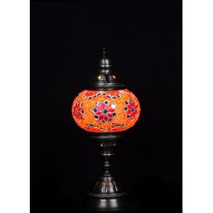 Turkse Lamp - Tafellamp - Mozaïek Lamp - Marokkaanse Lamp - Oosters Lamp - ZENIQUE - Authentiek - Handgemaakt - Rood/ Oranje