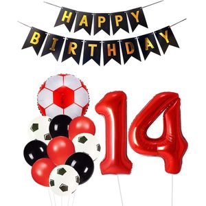 Cijfer Ballon 14 | Snoes Champions Voetbal Plus - Ballonnen Pakket | Rood en Zwart