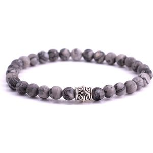 FortunaBeads Mat Basic Netstone Armband – Heren – Natuursteen – Medium 18cm