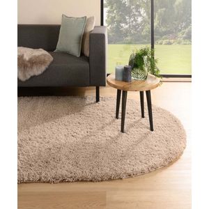 Ovaal hoogpolig vloerkleed - Cozy Shaggy - beige 100x150 cm