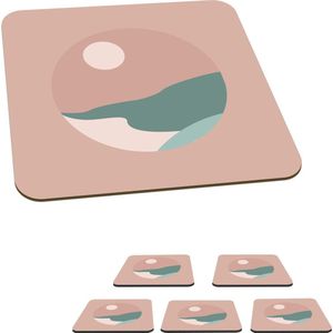 Onderzetters voor glazen - Zomer - Zon - Strand - 10x10 cm - Glasonderzetters - 6 stuks