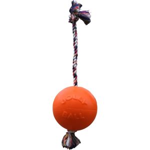 Jolly Ball Romp-n-Roll - Honden speelbal met vanillegeur - Hondenspeelgoed met stevig trektouw - Oranje - Ø 10 cm
