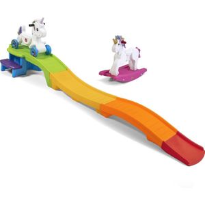 Step2 Up & Down Roller Coaster Unicorn Speelgoed Achtbaan - Kinderachtbaan met eenhoorn loopauto - 2,74m achtbaan voor kinderen met speelgoed auto