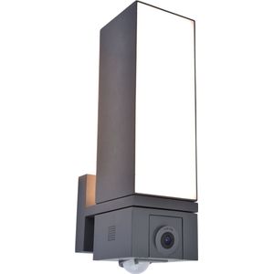 LUTEC Connect CUBA - LED wandlamp voor buiten - Sensor & Camera - Smart verlichting - Donkergrijs