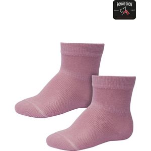 Bonnie Doon Basic Sokken Baby Roze 0/4 maand - 2 paar - Unisex - Organisch Katoen - Jongens en Meisjes - Stay On Socks - Basis Katoenen Sok - Zakt niet af - Gladde Naden - GOTS gecertificeerd - 2-pack - Multipack - Oud Roze - Mesa Rose - OL9344012.27