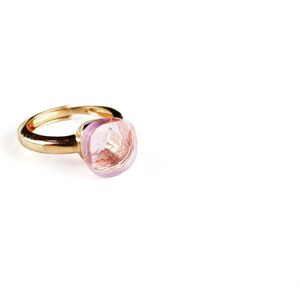 Ring in zilver geelgoud verguld model pomellato lichtroze steen
