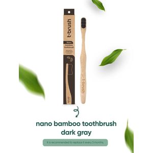 t-brush | Nano Bamboe Tandenborstel – Donker Grijs - Zacht voor gevoelige tandvlees – Vegan