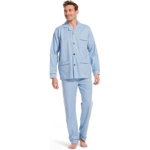 Robson Heren pyjama flanel knoopsluiting - 503 - 68 - Blauw