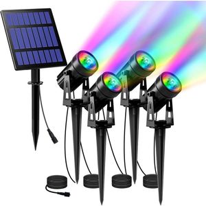 Tuinverlichting op Zonne-energie 4 stuks led-tuinverlichting waterdicht zonnelamp buitenlamp padverlichting spotverlichting kleurverandering -