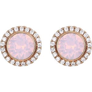 Behave Oorbellen dames – oosteker dames goudkleurkleur – opaal roze kristal steen met afneembare ring met transparante kristallen