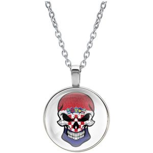 Ketting Glas - Schedel Vlag Kroatië