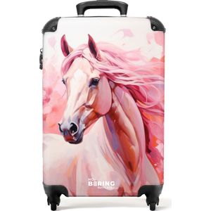 NoBoringSuitcases.com® - Roze koffer meisje - Trolley paard - 55x35x25