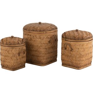 J-Line opbergmanden - bamboe - naturel - set van 3