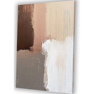 Abstract in aardetinten en textuur - Aardetinten muurdecoratie - Muurdecoratie canvas textuur - Abstracte kunst - Muurdecoratie modern - Decoratie slaapkamer - canvas 75x100 cm