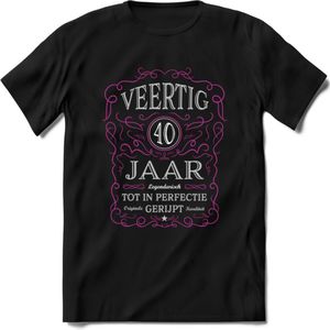 40 Jaar Legendarisch Gerijpt T-Shirt | Roze - Grijs | Grappig Verjaardag en Feest Cadeau Shirt | Dames - Heren - Unisex | Tshirt Kleding Kado | - Zwart - L