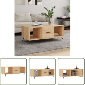 The Living Store Salontafel Moderne Banktafel - 102 x 50 x 40 cm - Sonoma Eiken