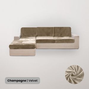 BankhoesDiscounter Velvet Zitkussen Hoes – Bankhoes – M2 (121-162cm) - Bankbeschermer ��– Zetelhoes & Zetel beschermer – Bankhoezen - Sofa Cover - Champagne