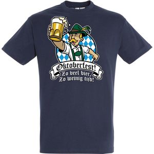 T-shirt Oktoberfest Zo veel bier zo weinig tijd | Oktoberfest dames heren | Tiroler outfit | Carnavalskleding dames heren | Navy | maat XXL