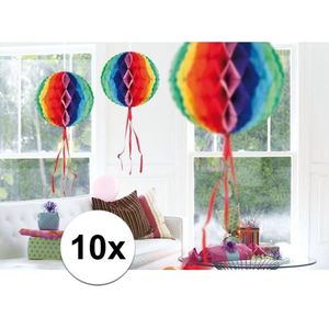 10x feestversiering decoratie bollen in regenboog kleuren 30 cm