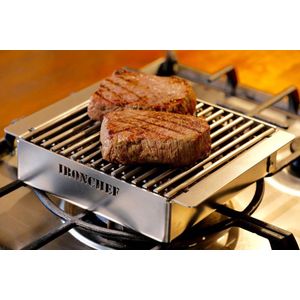 IRONCHEF Lavastenen Grill - Geschikt Voor Gasfornuis - Barbecue - BBQ - Grillplaat - Grilplaat - Bakplaat - Grillpan