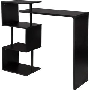 Bealive® Bar tafel - Keuken bar - Hoge tafel keuken - Met planken - Zwart - Hout - 97,5 x 38 x 100 cm