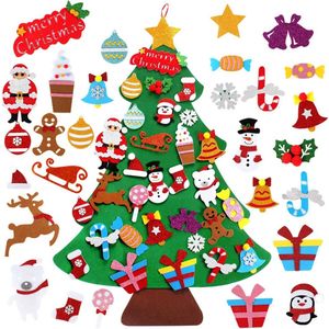 Bellamar Doe-het-zelf vilten kerstboom kinderdecoratie, vilten kerstset, hangende decoratie, kerstversiering, wanddecoratie, vilt, kerstboom, cadeaus voor kinderen, voordeur, raam, kerstdecoratie