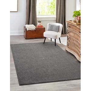 Karpet24 Vloerkleed Laagpolig Effen Grijs-80 x 150 cm