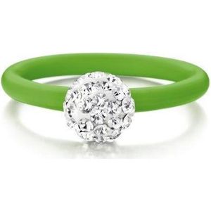 Colori 4 RNG00060 Siliconen Ring met Steen - Kristal Bal 8 mm - One-Size - Groen