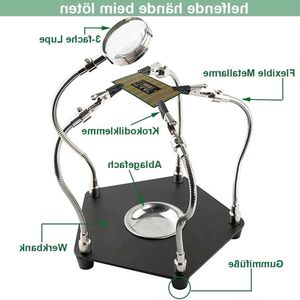 Vergrootglas met soldeerhulp - 3x vergroting, verstelbare armen - Solderen met soldeerboutstandaard - Elektronische helpende handen soldeerstations