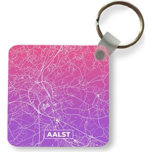 Sleutelhanger - Uitdeelcadeautjes - Stadskaart - Aalst - Paars - Roze - Plastic