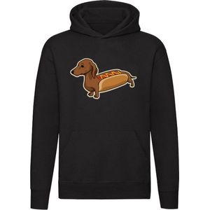 Hotdog Hoodie - eten - sandwich - hond - teckel - dog - dieren - huisdier - feest - verjaardag - humor - grappig - unisex - trui - sweater - capuchon