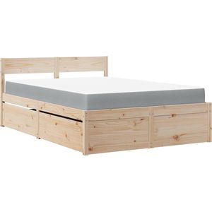 vidaXL - Bed - met - lades - en - matras - massief - grenenhout - 120x200 - cm