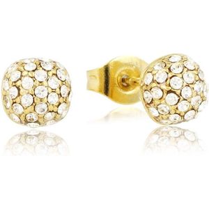 *Goudkleurige oorknopjes met kristallen stenen 6mm - Goudkleurige oorbellen met kristal stenen - Met luxe cadeauverpakking