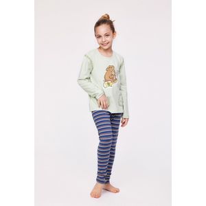 Woody pyjama meisjes/dames - pastelgroen - mammoet - 232-10-PLG-S/704 - maat 98