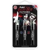 PaintGlow - Halloween Face & Body Paint Sticks set - Festival make up - 3,5 gram - zwart - wit - rood